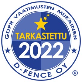 Rakennustoimisto PRM Oy:n D-fence-sertifikaatti.